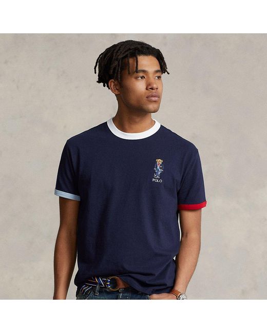 Polo Ralph Lauren Custom Slim Fit Polo Bear Jersey T-shirt in Blue for Men  | Lyst