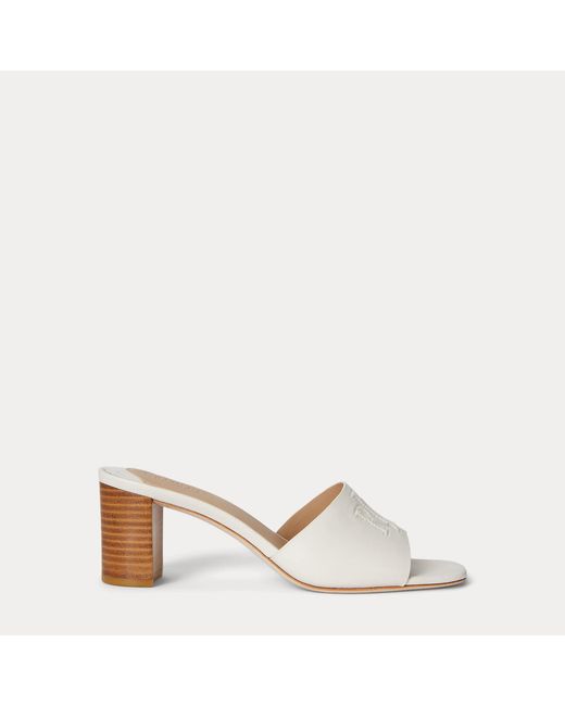Ralph Lauren White Ralph Lauren Everley Block-Heel Nappa Leather Sandal