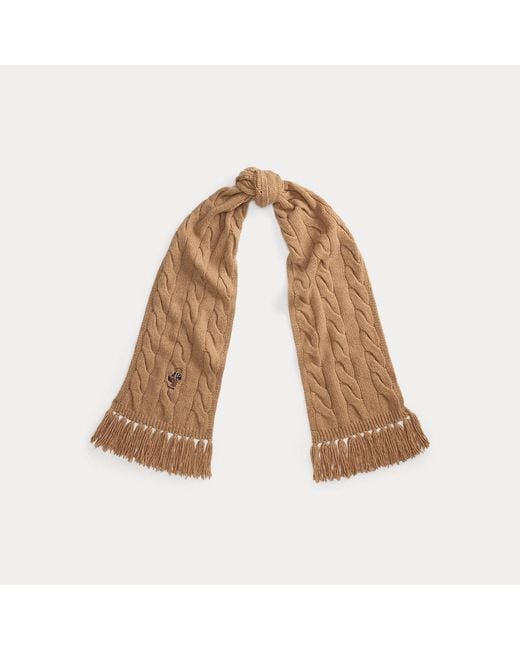 Polo Ralph Lauren Brown Polo Bear Cable-Knit Scarf