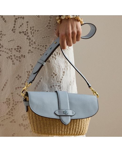 Ralph Lauren Multicolor Straw-Leather Small Lynden Shoulder Bag