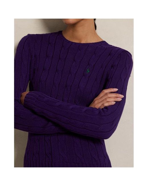 Maglia a girocollo in cotone a trecce di Polo Ralph Lauren in Purple