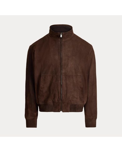 Ralph Lauren Brown Ralph Lauren Suede Track Jacket for men