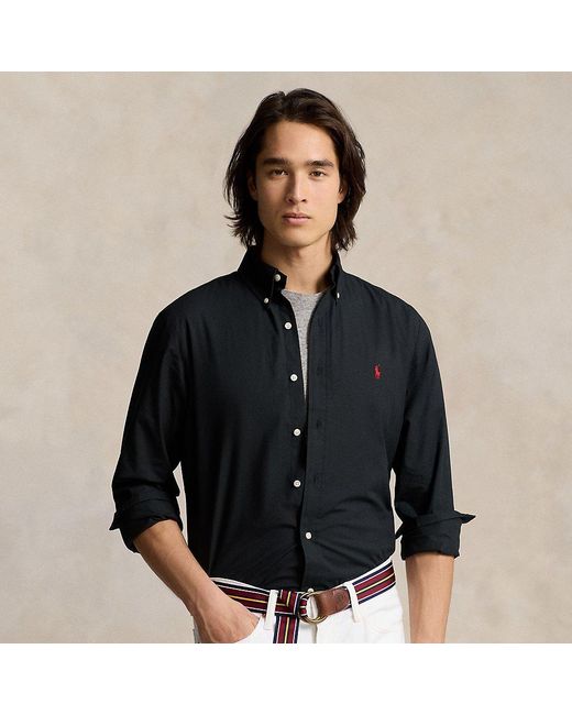 Camicia in popeline stretch Custom-Fit di Polo Ralph Lauren in Black da Uomo