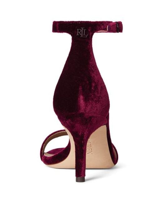Ralph Lauren Red Sandale Allie Aus Samt