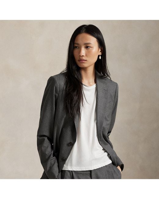 Polo Ralph Lauren Black Single-Breasted Wool-Blend Blazer