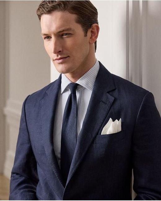 Ralph Lauren Blue Kent Hand-Tailored Plaid Suit Jacket for men