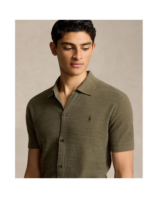 Polo Ralph Lauren Green Textured Cotton-linen Shirt Jumper for men