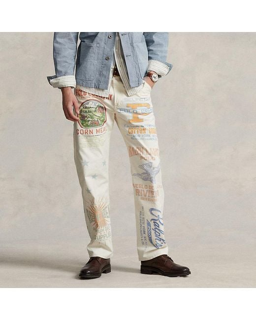 Jeans da lavoro con grafiche Relaxed-Fit di Ralph Lauren in Natural da Uomo