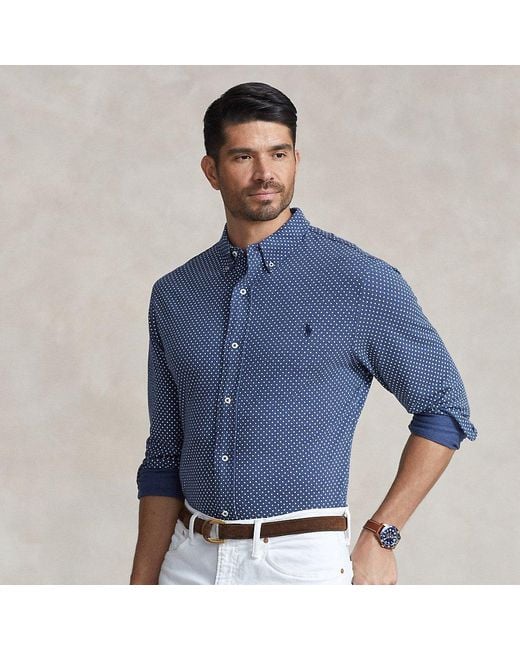 Tallas Grandes - Camisa de piqué ultraligera con lunares Ralph Lauren de hombre de color Blue