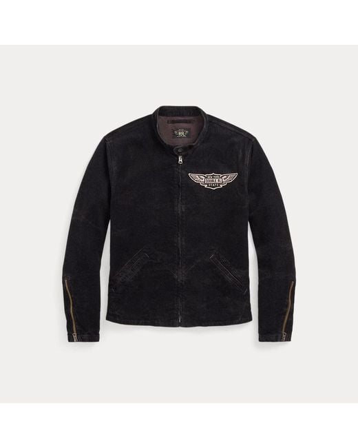 RRL Black Corduroy Café Racer Jacket for men