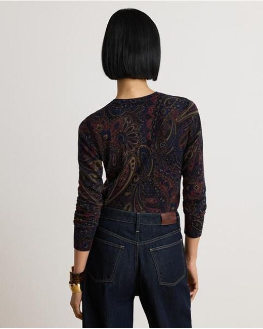 Ralph Lauren Black Cotton-Modal Paisley Jumper