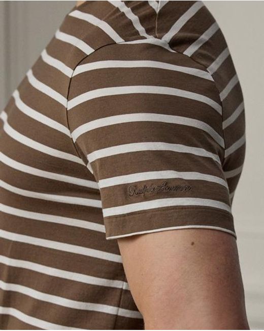 Camiseta De Hilo De Escocia Con Rayas Ralph Lauren de hombre de color Brown