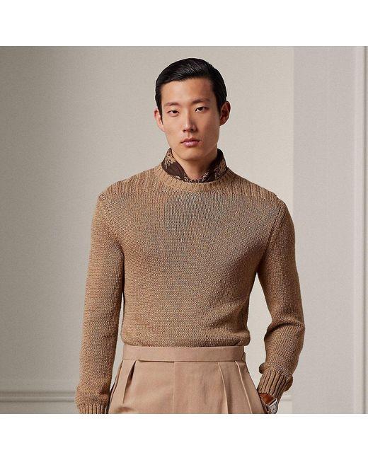 Ralph Lauren Purple Label Brown Ralph Lauren Silk-blend Crewneck Sweater for men