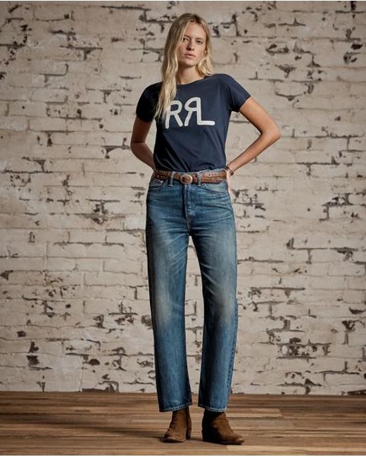 RRL Blue Logo Cotton Jersey T-Shirt