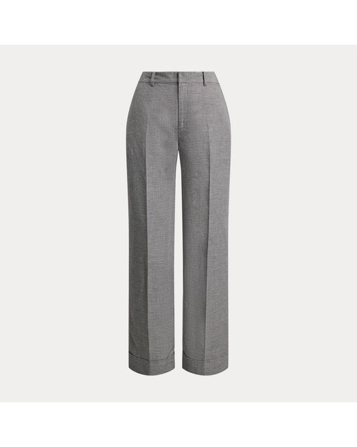 Ralph Lauren Gray Basket-Weave Linen-Blend Cropped Trouser