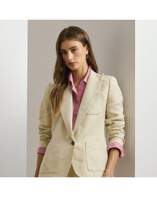 Ralph Lauren Natural Linen-Blend Twill Blazer