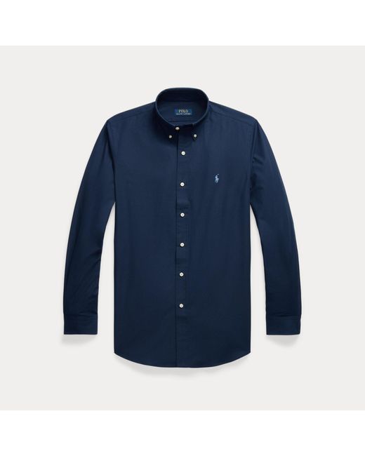 Polo Ralph Lauren Blue Custom Fit Stretch Poplin Shirt for men