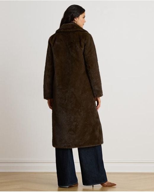 Ralph Lauren Black Faux-Fur Reefer Coat