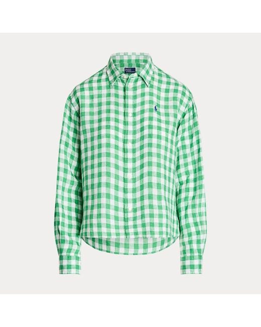 Camisa corta y ancha de lino con cuadros Polo Ralph Lauren de color Green