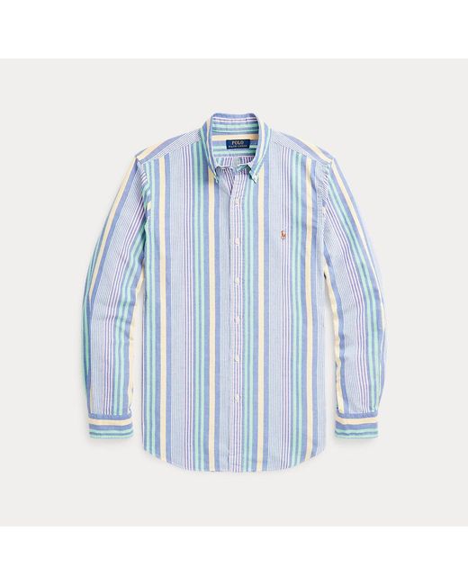 Polo Ralph Lauren Slim Fit Gestreept Oxford Overhemd in het Blue voor heren
