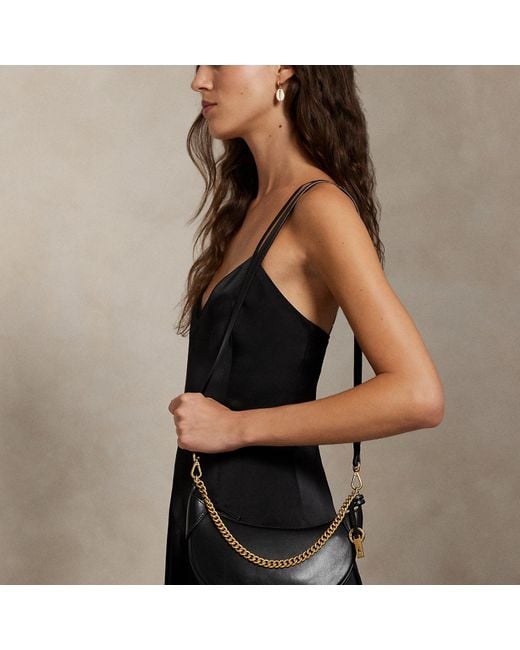 Polo Ralph Lauren Black Polo Id Leather Mini Chain Bag