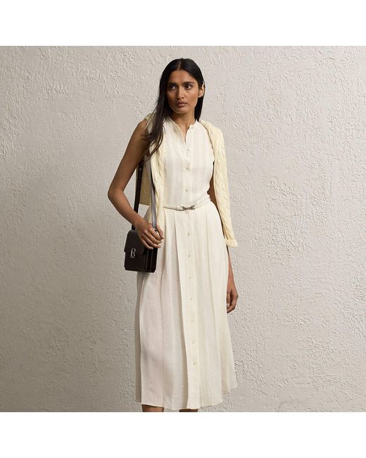 Ralph Lauren Natural Kennedi Linen Sleeveless Day Dress