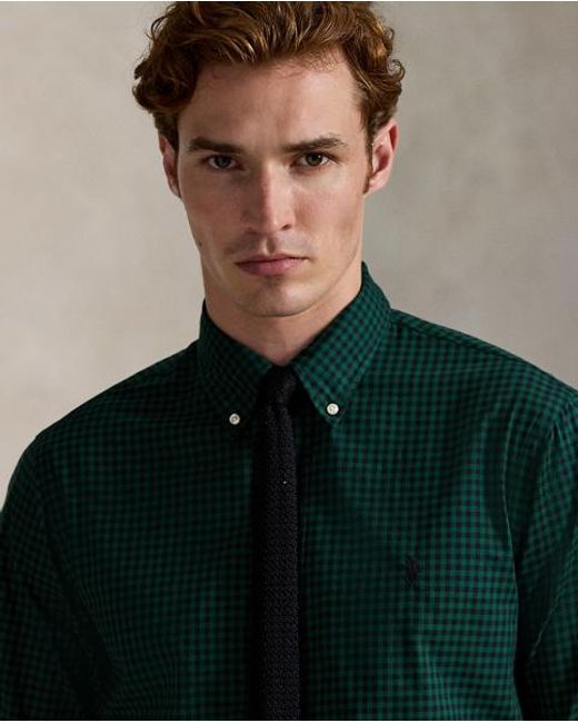 Polo Ralph Lauren Black Custom Fit Plaid Twill Shirt for men
