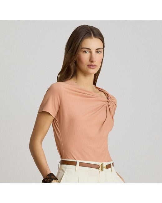 Ralph Lauren Natural Twist-Neck Cotton Jersey T-Shirt