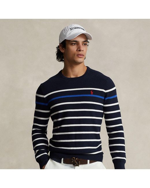 Ralph Lauren Blue Striped Mesh-knit Cotton Sweater for men