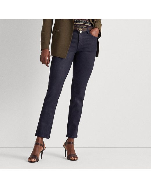 Jean droit 7 8 taille mi haute enduit Lauren by Ralph Lauren en