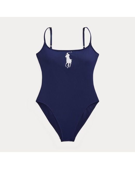 Polo Ralph Lauren Blue Big Pony One-piece Swimsuit