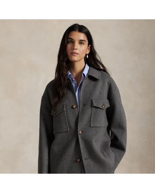 Ralph Lauren Black Double-Faced Wool Shirt Jacket
