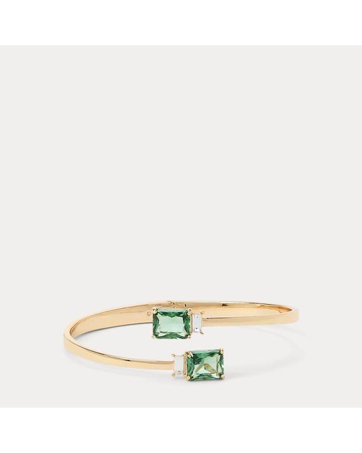 Ralph Lauren Metallic Gold-plated Stone & Crystal Hinge Bangle