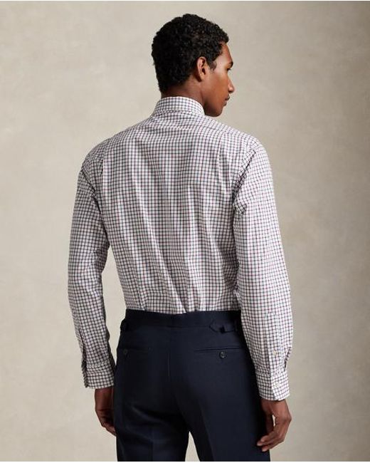 Polo Ralph Lauren Custom Fit Geruit Stretchpoplin Overhemd in het Purple voor heren