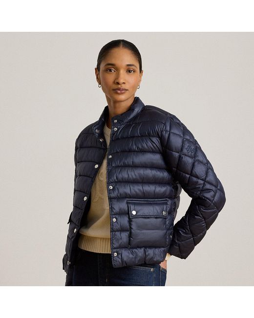 Ralph Lauren Blue Quilted Mockneck Puffer Jacket