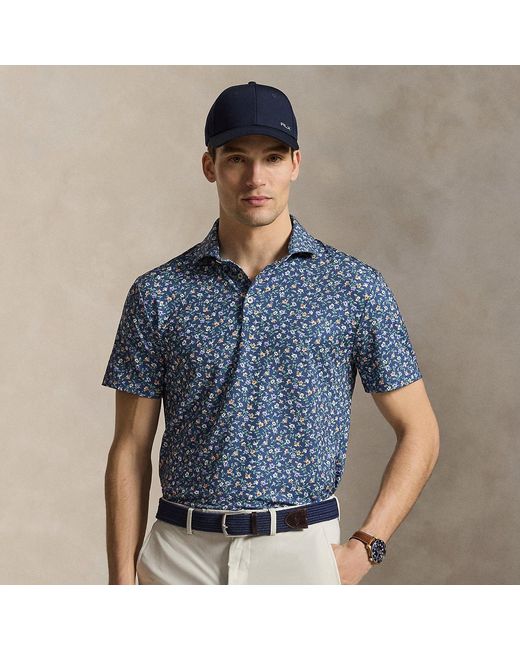 Ralph Lauren Blue Tailored Fit Performance Polo Shirt for men
