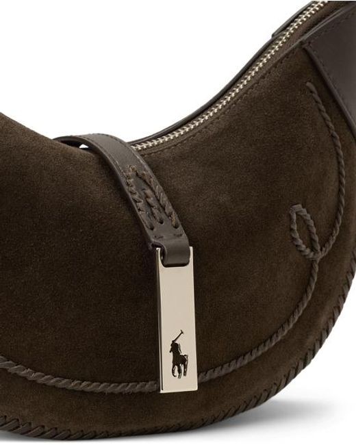 Polo Ralph Lauren Green Mini Polo Id Suede Western Shoulder Bag