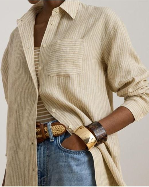 Ralph Lauren Natural Relaxed Fit Striped Linen Shirt