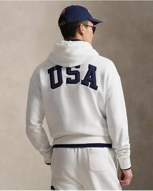 Polo Ralph Lauren White Flag Fleece Hoodie for men