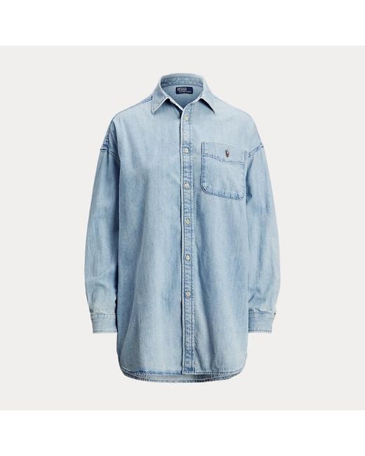 Polo Ralph Lauren Blue Oversize-Fit Hemd Aus Baumwolldenim