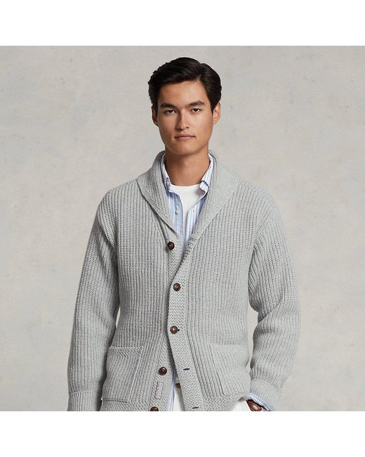 Cardigan sciallato lana e cashmere da Uomo di Polo Ralph Lauren in Grigio |  Lyst