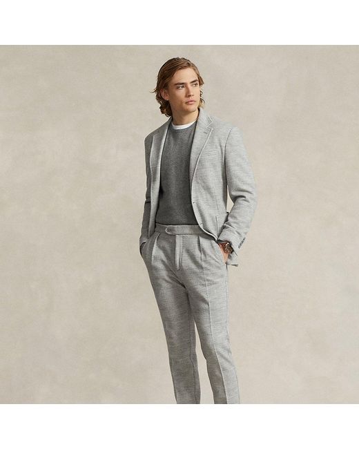 Polo Ralph Lauren Pleated Glen Plaid Jersey Suit Trouser in Gray for Men |  Lyst