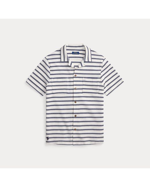 Polo Ralph Lauren Brown Striped Pointelle-Jersey Camp Shirt for men