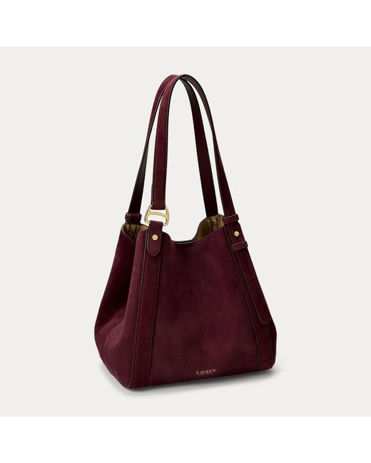Ralph Lauren Purple Sheep-Suede Small Tasha Tote Bag