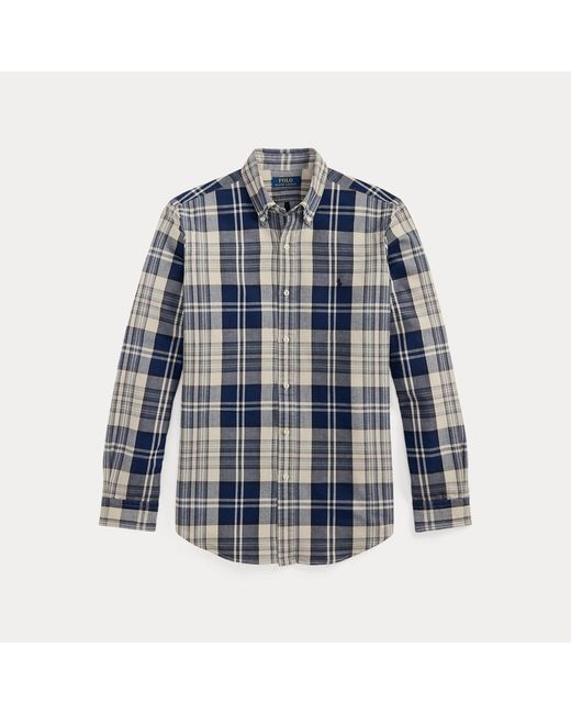Polo Ralph Lauren Blue Custom Fit Brushed Oxford Shirt for men