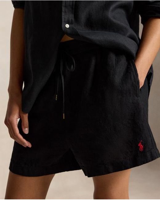 Polo Ralph Lauren Black Linen Drawstring Shorts