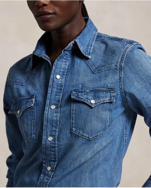 Polo Ralph Lauren Blue Denim Western Shirt