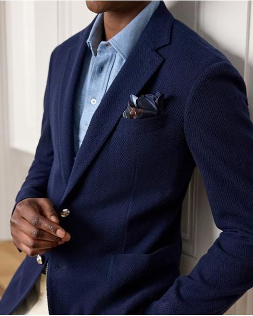 Ralph Lauren Blue Hadley Hand-Tailored Herringbone Jacket for men