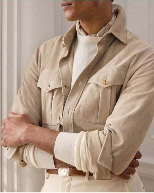 Ralph Lauren Natural Suede Overshirt for men