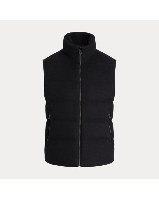 Ralph Lauren Black Shearling-trim Down Waistcoat for men